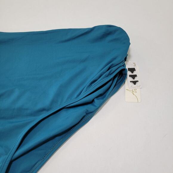 Anne Cole Plus Size High-Waist Shirred Bikini Bottoms Deep Sea Blue NWT US 20W - Picture 6 of 11
